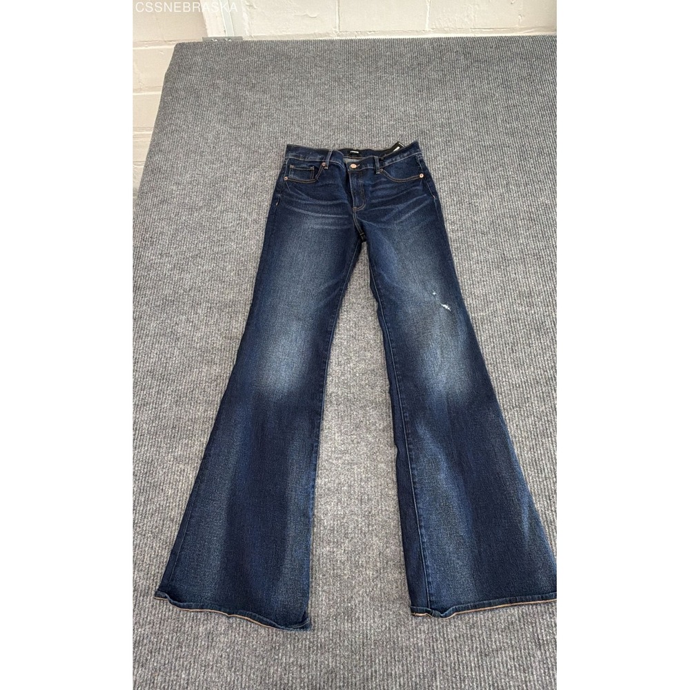 Express Women's Dark Wash Blue High Rise Flare Jeans Sz 8L NWT - Picture 1 of 10